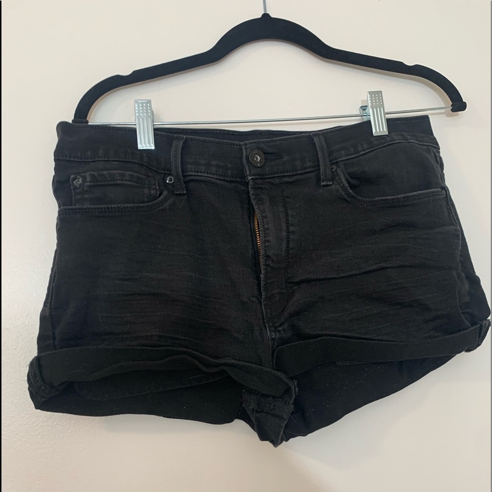 Black Soft Denim Shorts